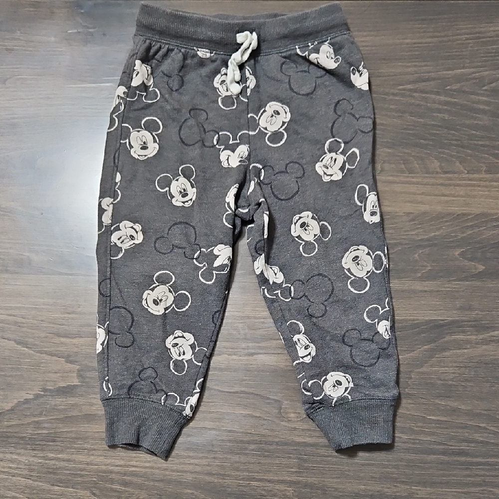 Disney Kids Charcoal Mickey Mouse Jogger  Drawstring Sweatpants 2T